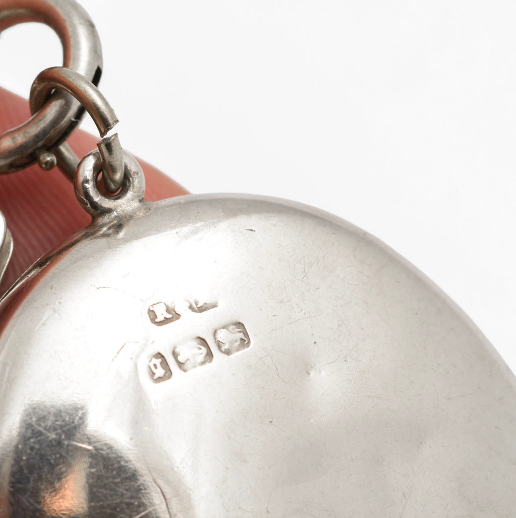 Antique Victorian Silver Kingfisher Bird Locket and Engraved Book Chain Necklace, Aesthetic Period, Birmingham 1881 (C2961)