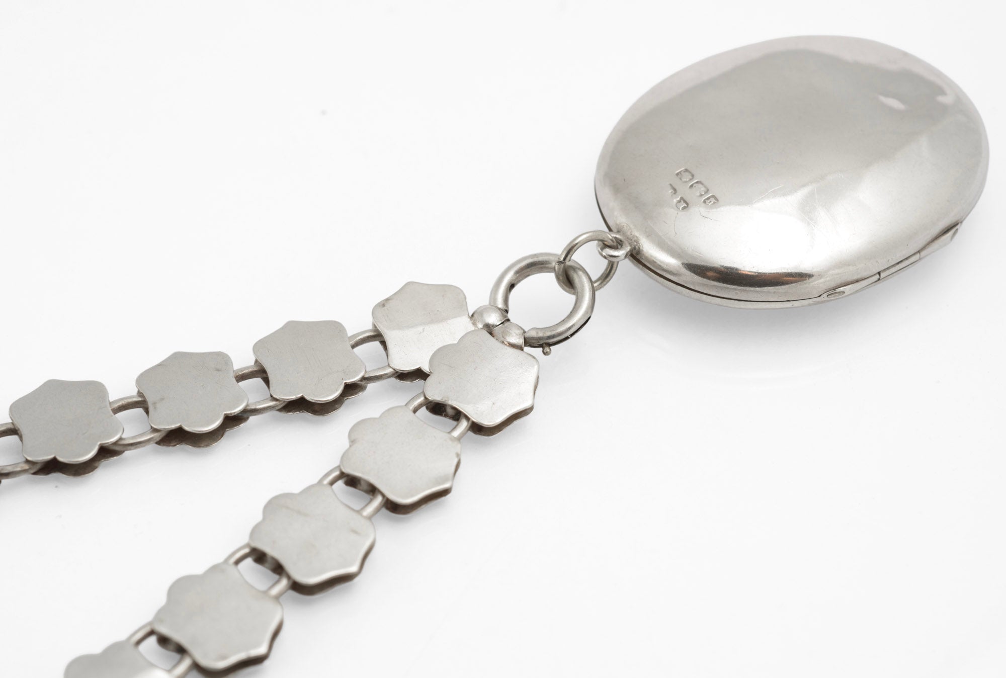 Antique Victorian Silver Kingfisher Bird Locket and Engraved Book Chain Necklace, Aesthetic Period, Birmingham 1881 (C2961)