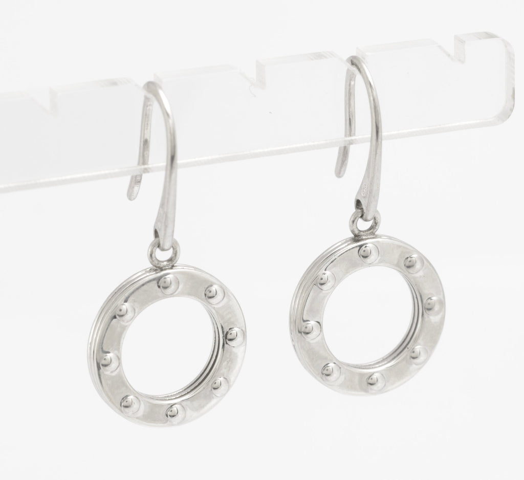 Vintage Emporio Armani Sterling Silver 925 Porthole Drop Earrings, Birmingham Hallmark (C2965)