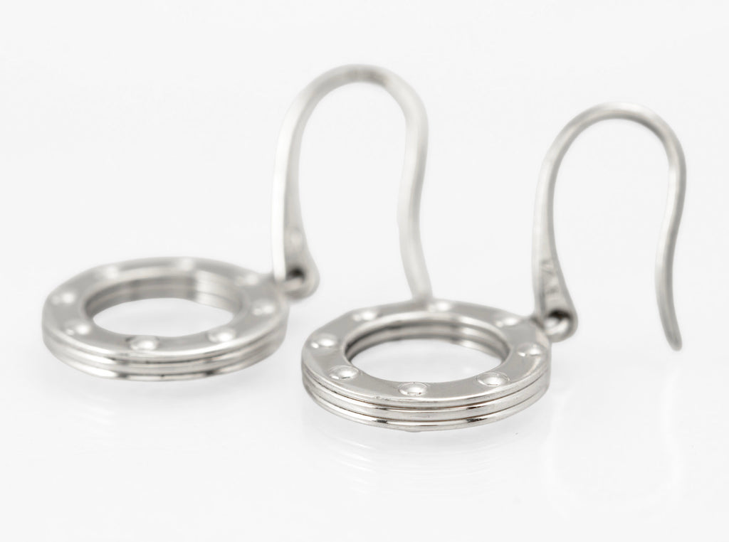 Vintage Emporio Armani Sterling Silver 925 Porthole Drop Earrings, Birmingham Hallmark (C2965)