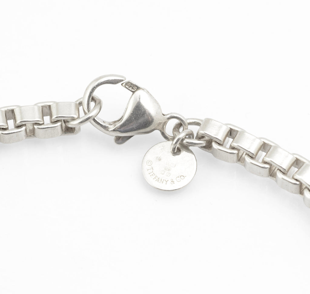 Tiffany & Co Sterling Silver 925 Venetian Link Box Chain Bracelet, London 2008 - Retired  (C2969)