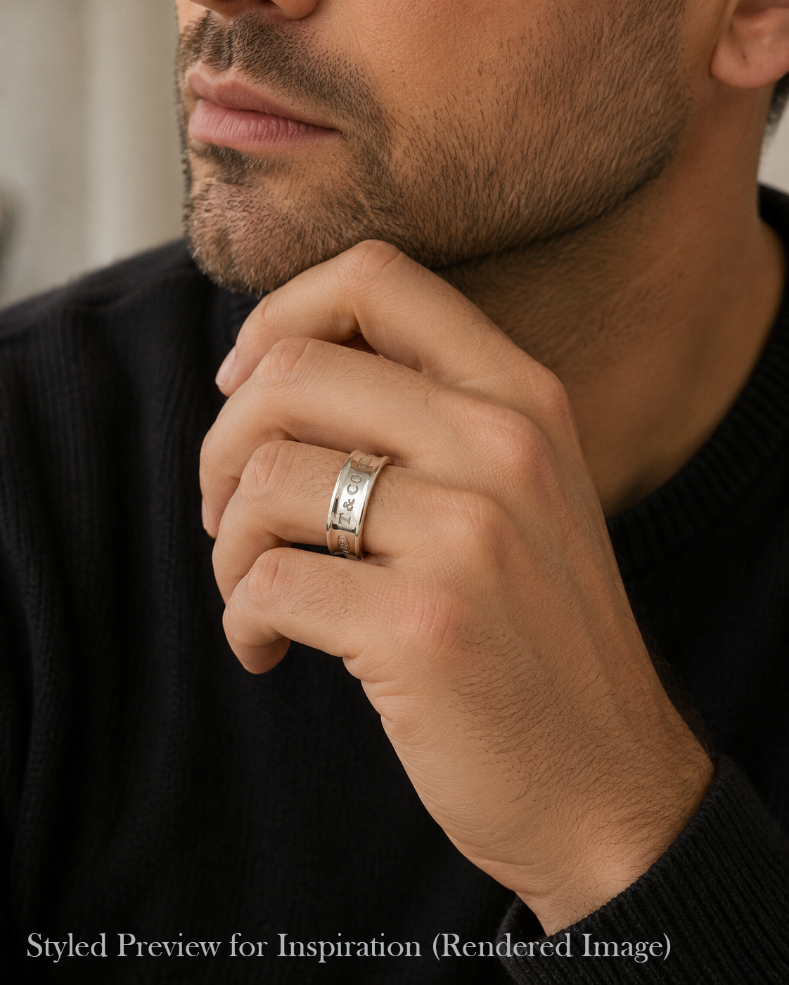 Tiffany & Co 1837 Unisex Sterling Silver Concave Band Ring, London 2009, Mens Size Y (C2970)