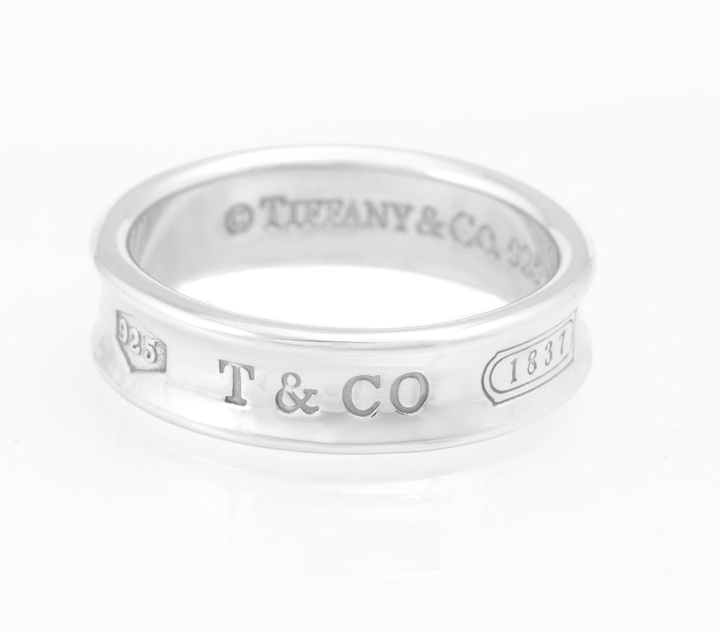 Tiffany & Co 1837 Unisex Sterling Silver Concave Band Ring, London 2009, Mens Size Y (C2970)