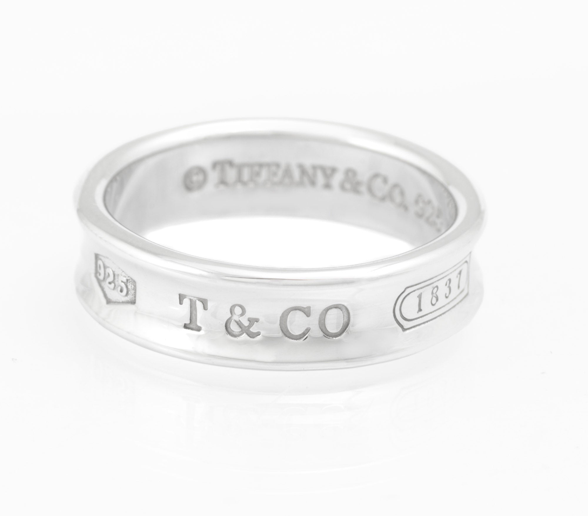 Tiffany & Co 1837 Unisex Sterling Silver Concave Band Ring, London 2009, Mens Size Y (C2970)