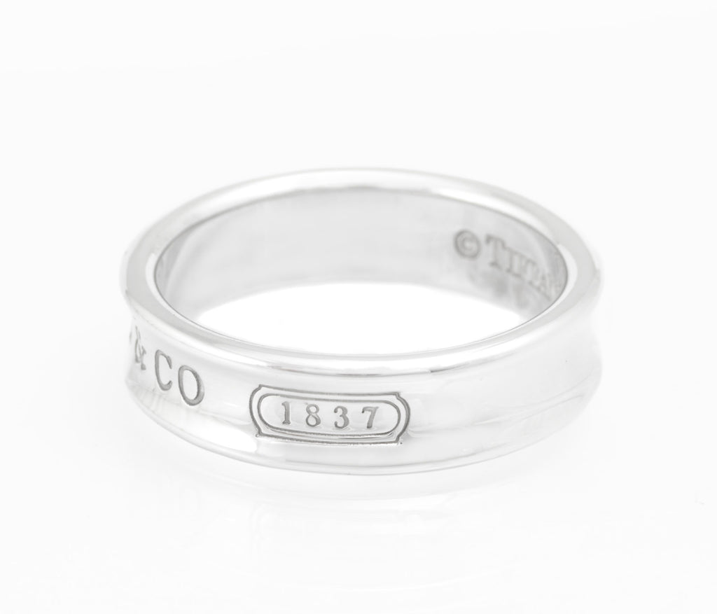 Tiffany & Co 1837 Unisex Sterling Silver Concave Band Ring, London 2009, Mens Size Y (C2970)