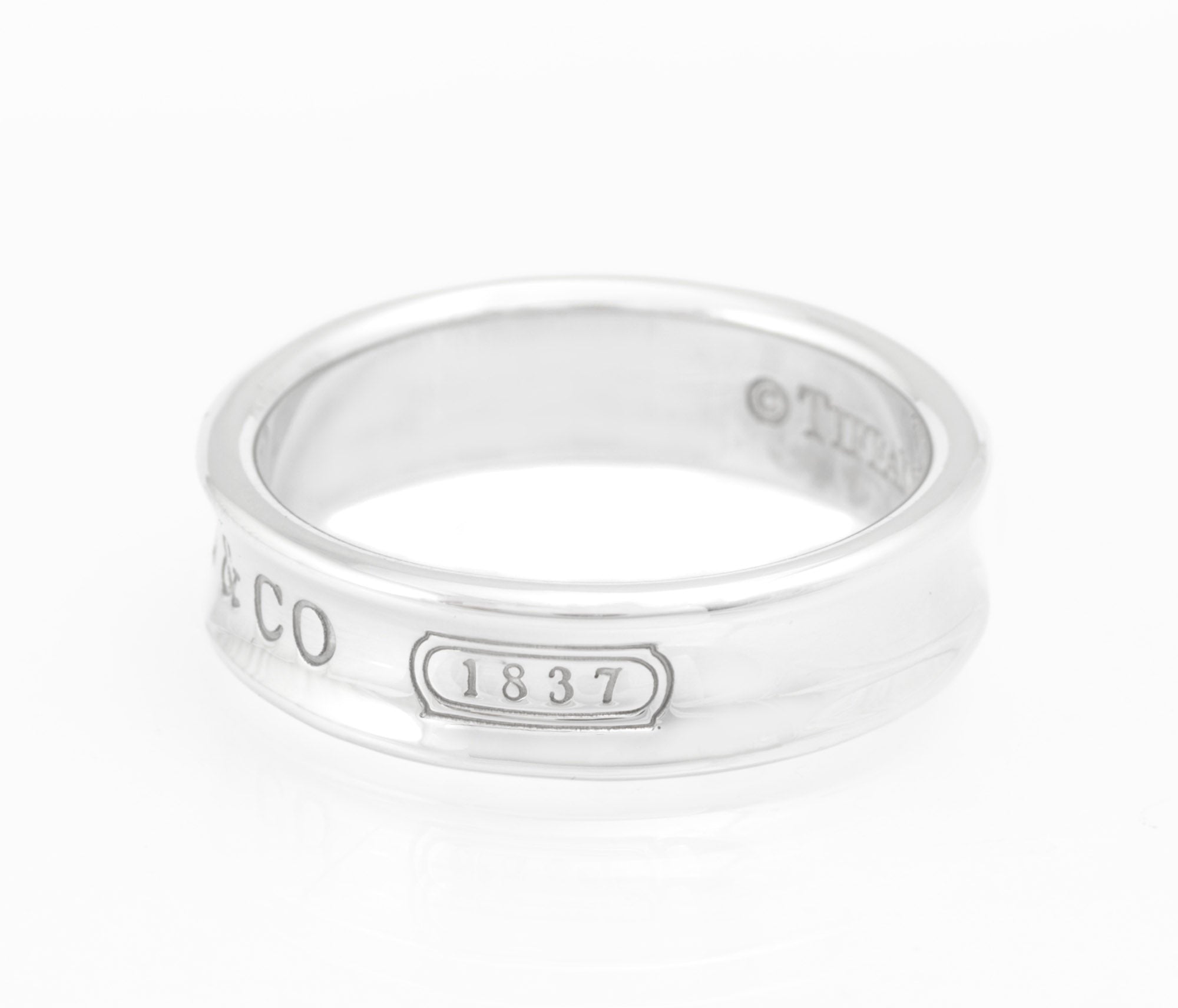 Tiffany & Co 1837 Unisex Sterling Silver Concave Band Ring, London 2009, Mens Size Y (C2970)