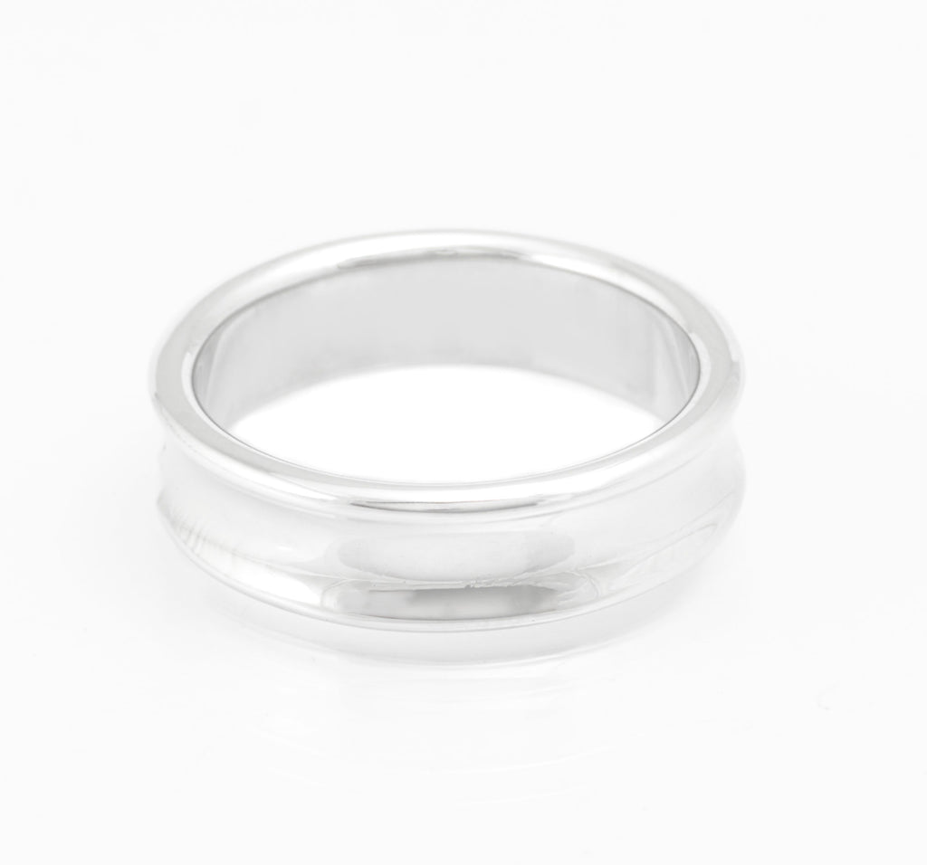 Tiffany & Co 1837 Unisex Sterling Silver Concave Band Ring, London 2009, Mens Size Y (C2970)
