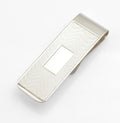 Sterling Silver Money Clip - Engine Turned - Engravable Cartouche - Birmingham Hallmarked - C2972