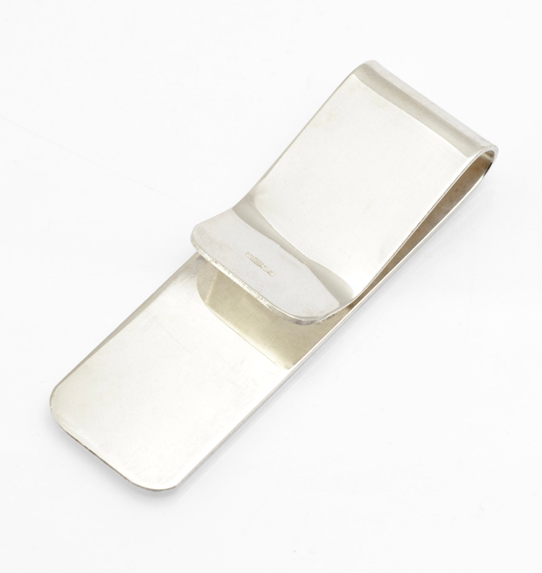 Sterling Silver Money Clip - Engine Turned - Engravable Cartouche - Birmingham Hallmarked - C2972