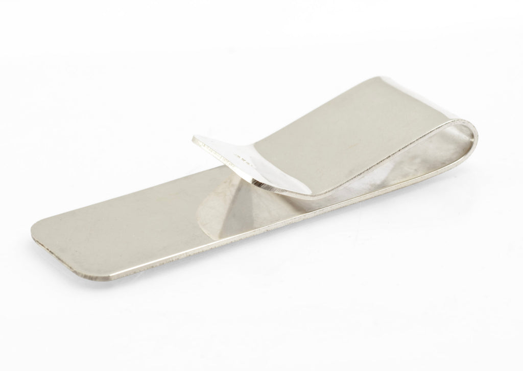 Sterling Silver Money Clip - Engine Turned - Engravable Cartouche - Birmingham Hallmarked - C2972