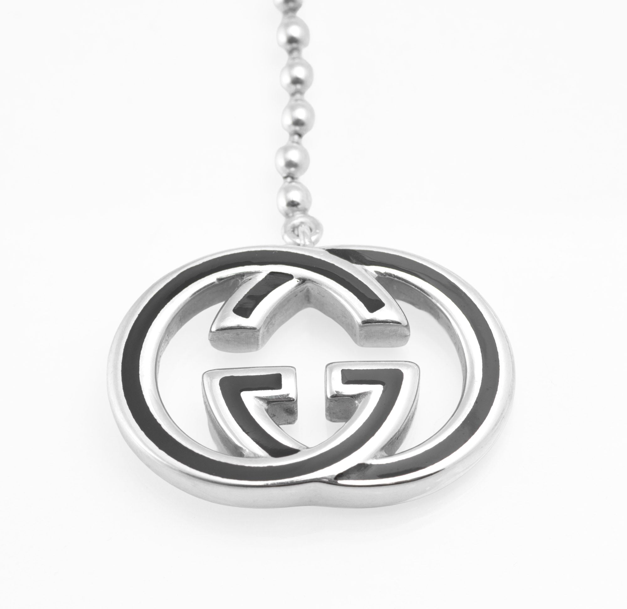 Vintage Gucci Sterling Silver Double G Necklace - Black Enamel - T-Bar - Wrap Bracelet - c.1990s - C2973