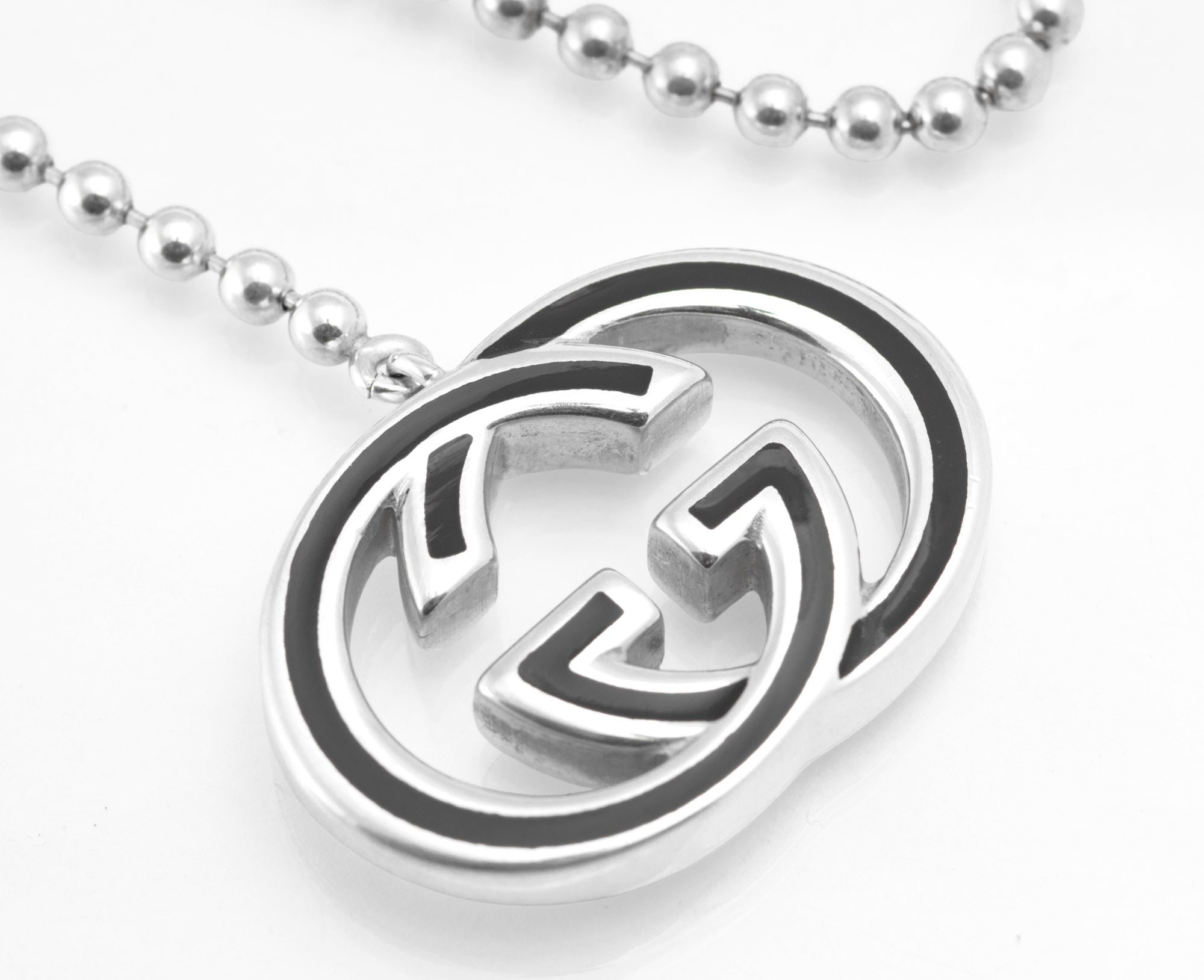 Vintage Gucci Sterling Silver Double G Necklace - Black Enamel - T-Bar - Wrap Bracelet - c.1990s - C2973