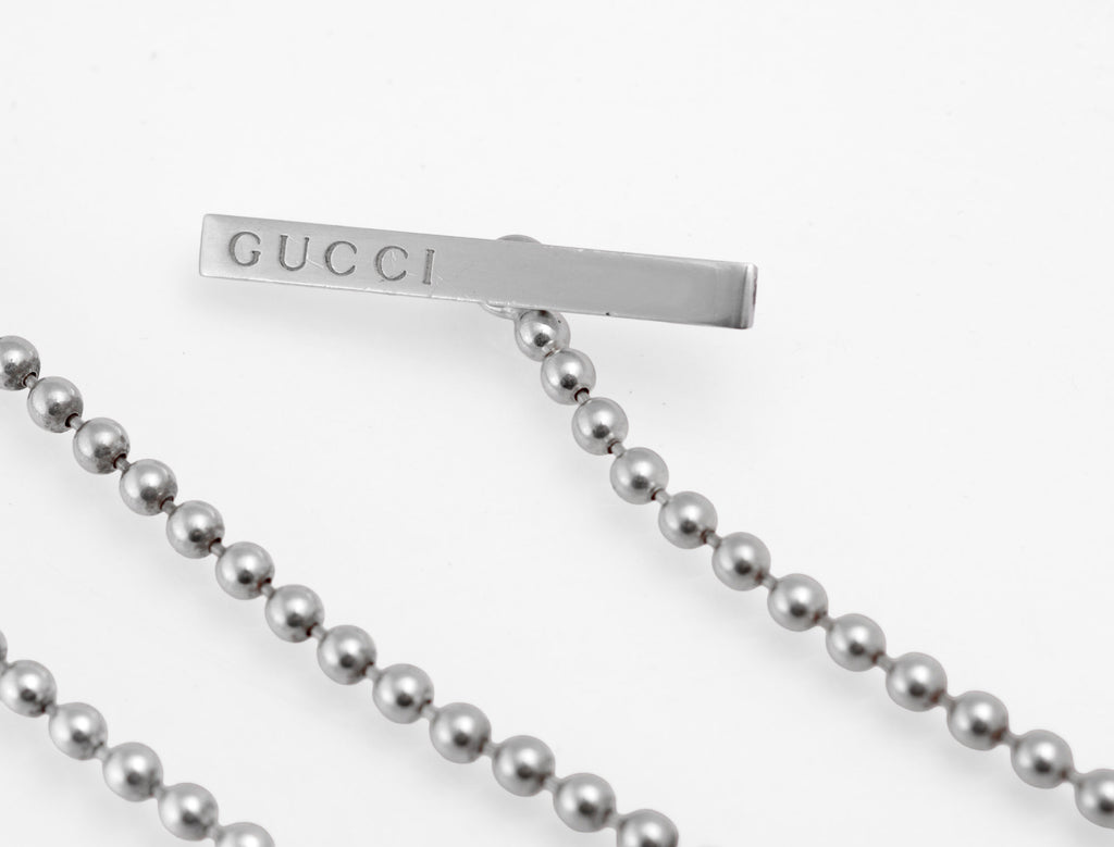 Vintage Gucci Sterling Silver Double G Necklace - Black Enamel - T-Bar - Wrap Bracelet - c.1990s - C2973
