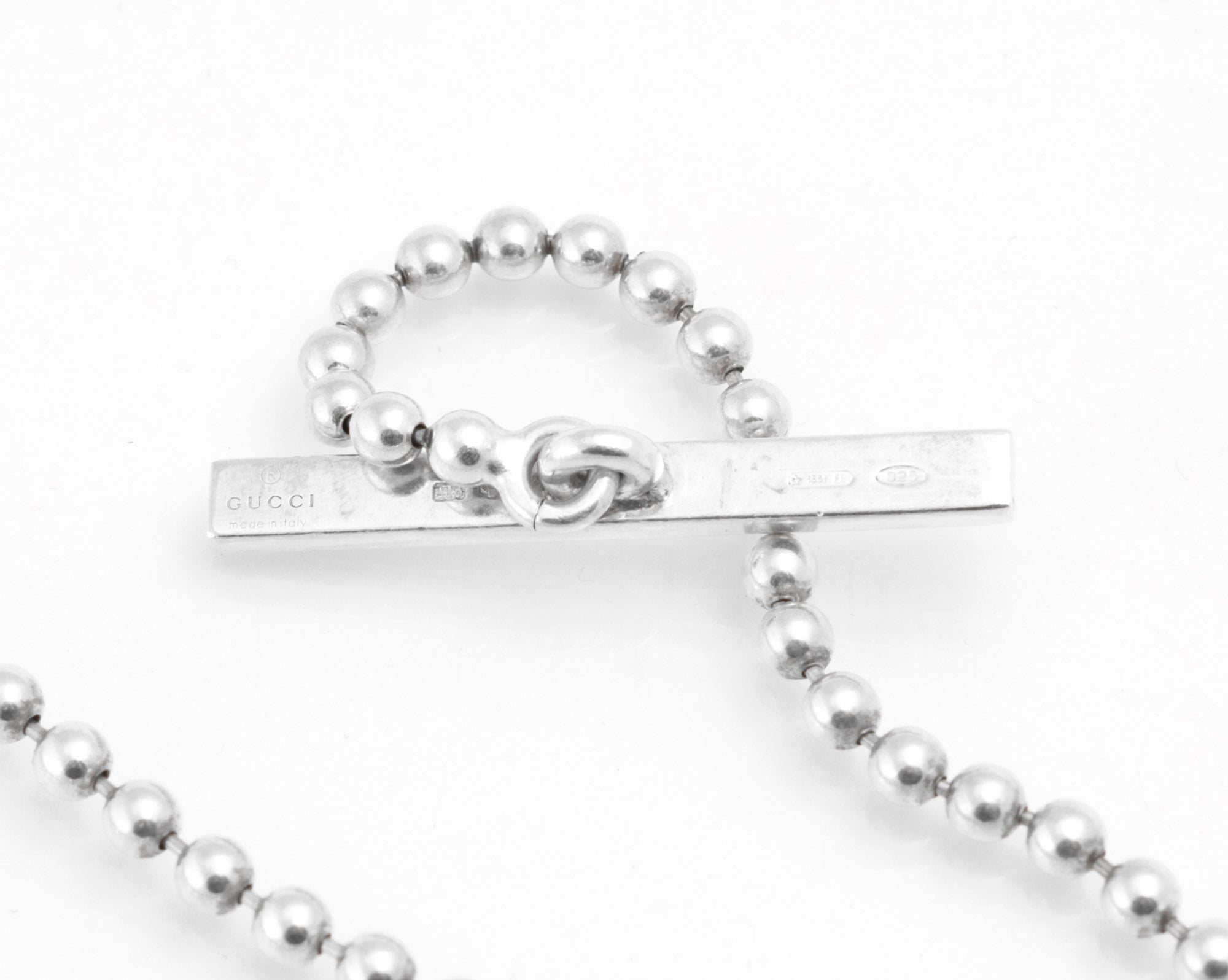 Vintage Gucci Sterling Silver Double G Necklace - Black Enamel - T-Bar - Wrap Bracelet - c.1990s - C2973