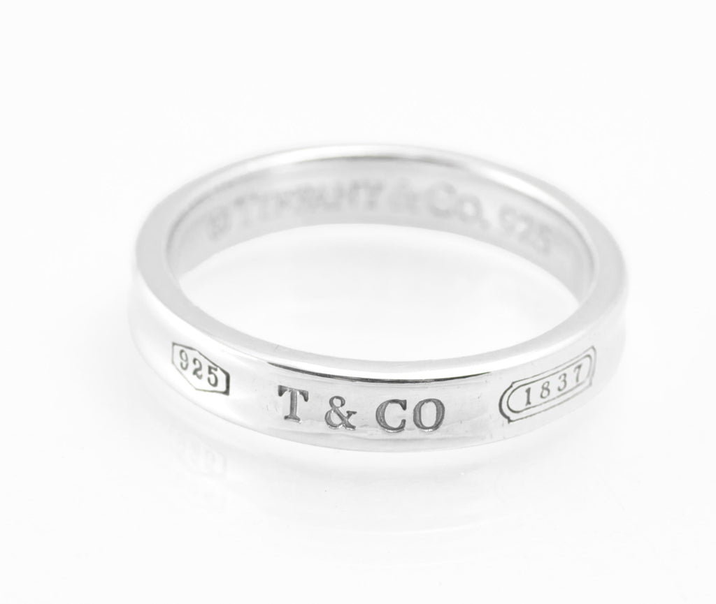 Vintage Tiffany & Co 1837 Concave Sterling Silver Ring - UK Size P - 4mm Band - C2974