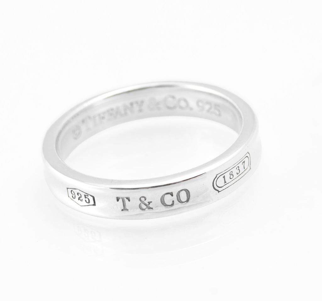 Vintage Tiffany & Co 1837 Concave Sterling Silver Ring - UK Size P - 4mm Band - C2974