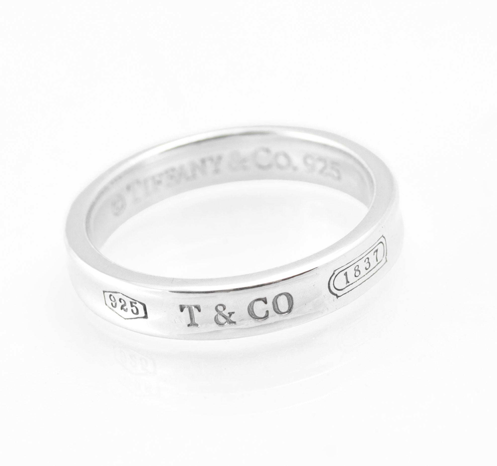 Vintage Tiffany & Co 1837 Concave Sterling Silver Ring - UK Size P - 4mm Band - C2974