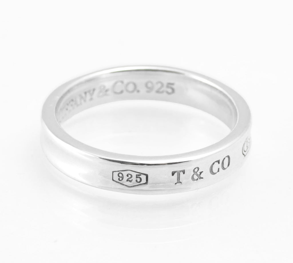 Vintage Tiffany & Co 1837 Concave Sterling Silver Ring - UK Size P - 4mm Band - C2974