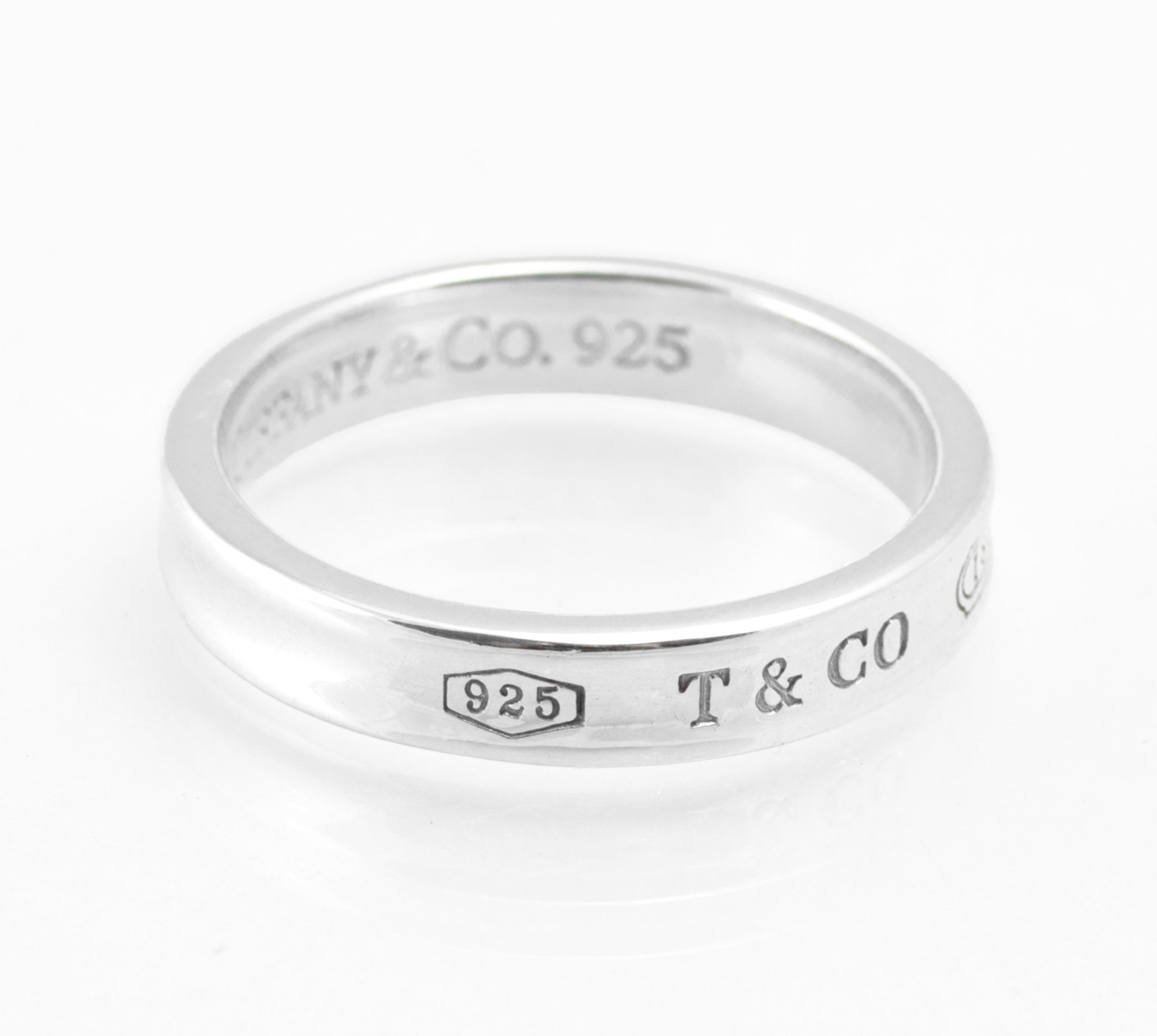 Vintage Tiffany & Co 1837 Concave Sterling Silver Ring - UK Size P - 4mm Band - C2974