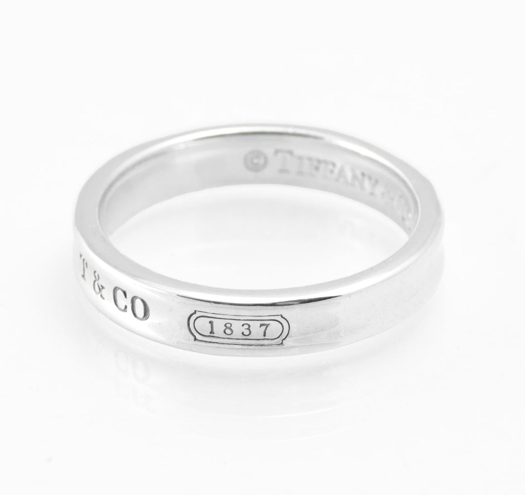 Vintage Tiffany & Co 1837 Concave Sterling Silver Ring - UK Size P - 4mm Band - C2974