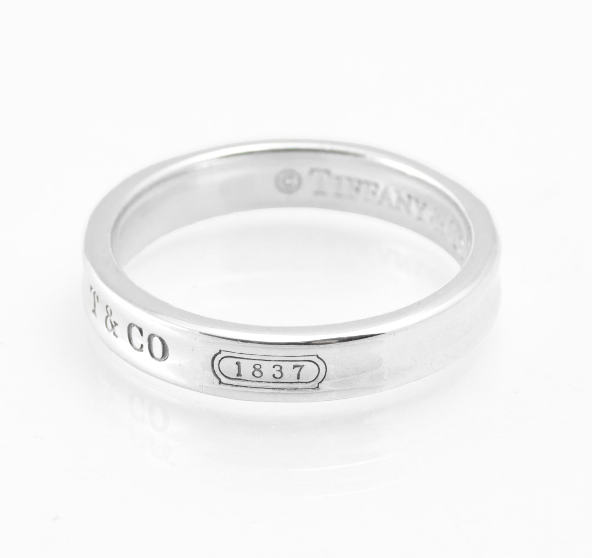Vintage Tiffany & Co 1837 Concave Sterling Silver Ring - UK Size P - 4mm Band - C2974