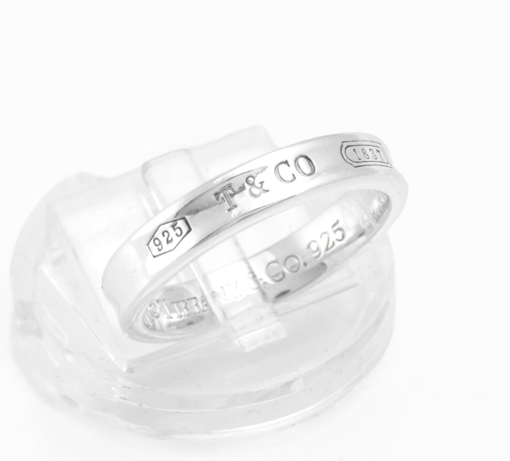 Vintage Tiffany & Co 1837 Concave Sterling Silver Ring - UK Size P - 4mm Band - C2974