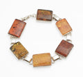 Vintage Sterling Silver Baltic Amber Panel Bracelet - Handmade - Articulated - Polish Hallmark - C2975