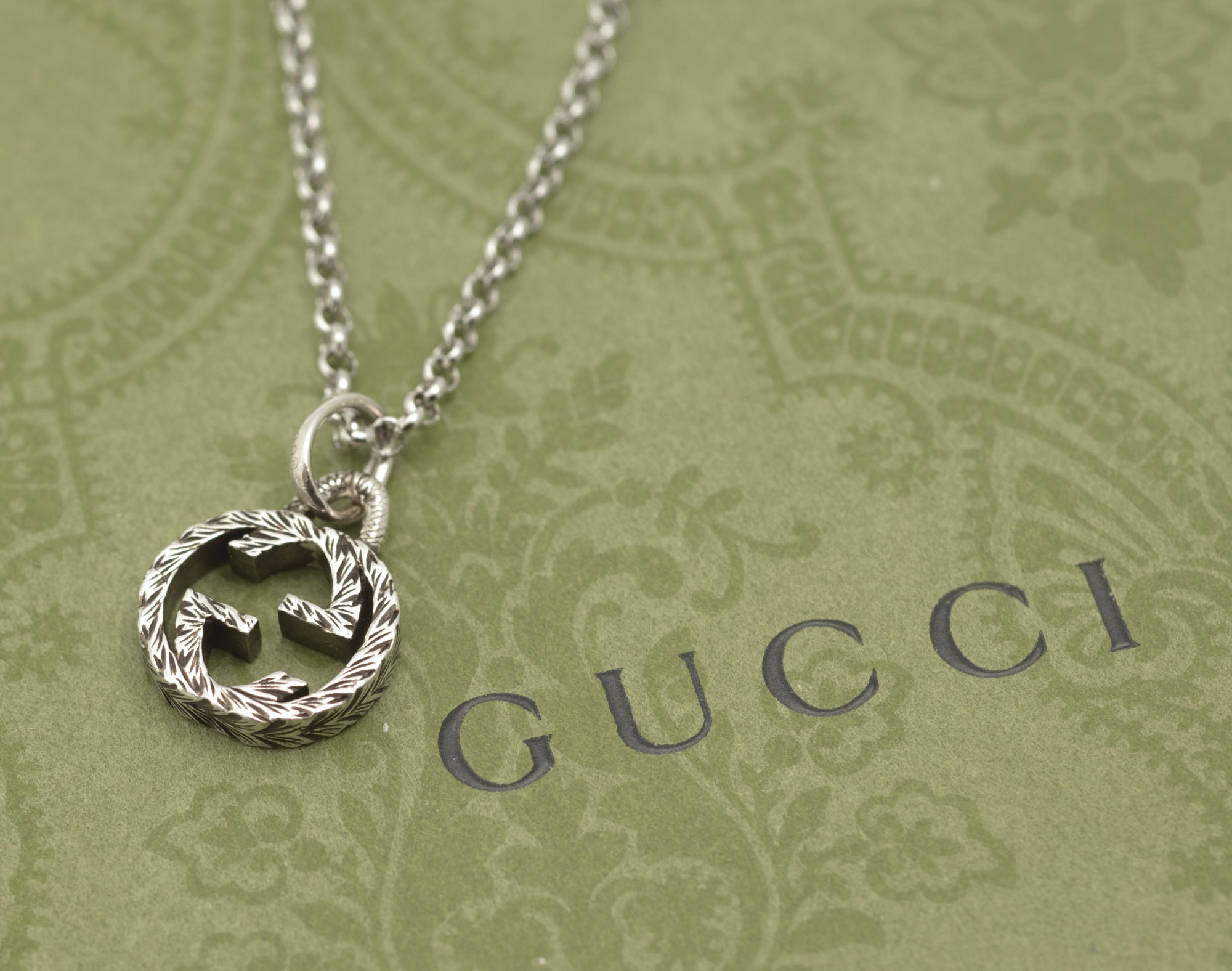 Gucci Sterling Silver Double G Logo Pendant Necklace - Boxed 50cm Chain - C2977