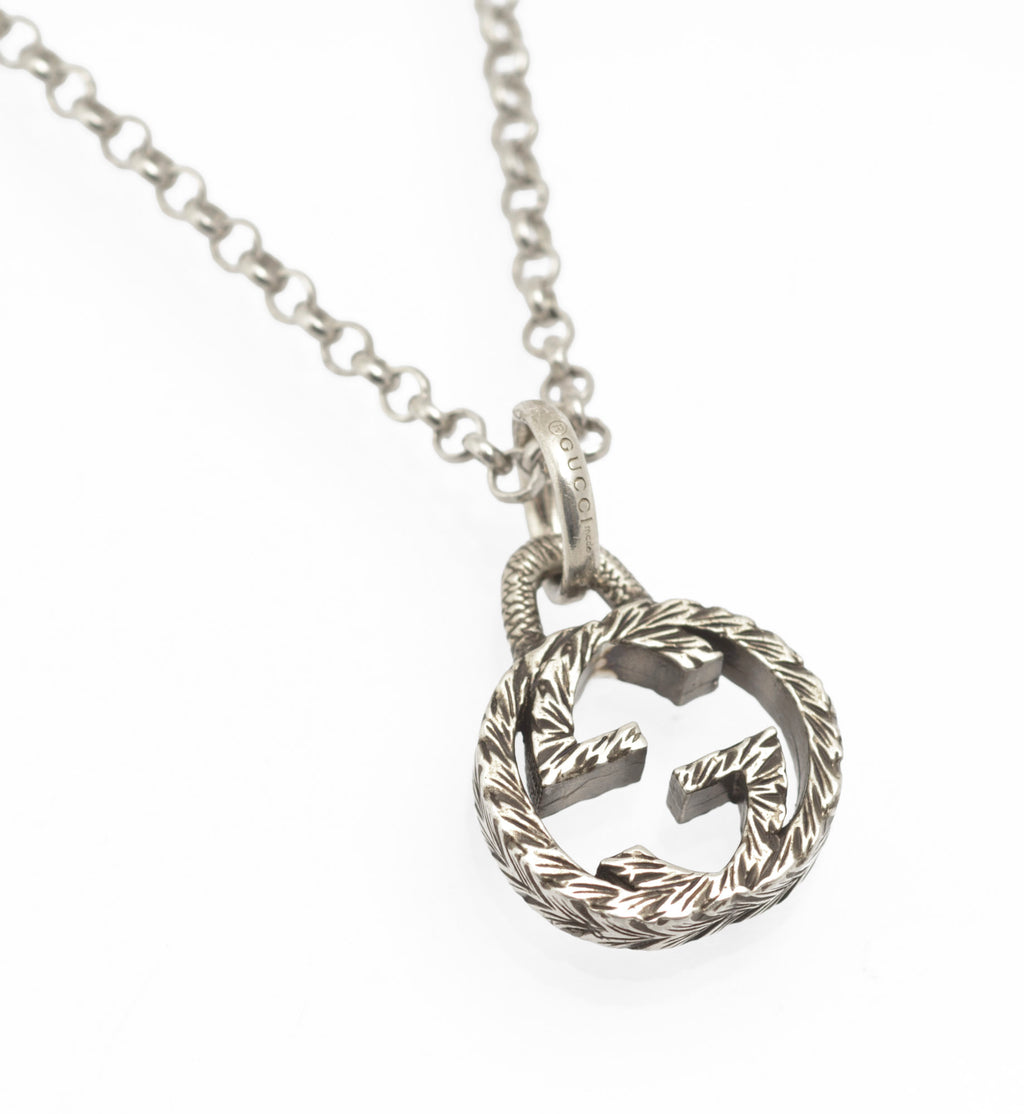 Gucci Sterling Silver Double G Logo Pendant Necklace - Boxed 50cm Chain - C2977