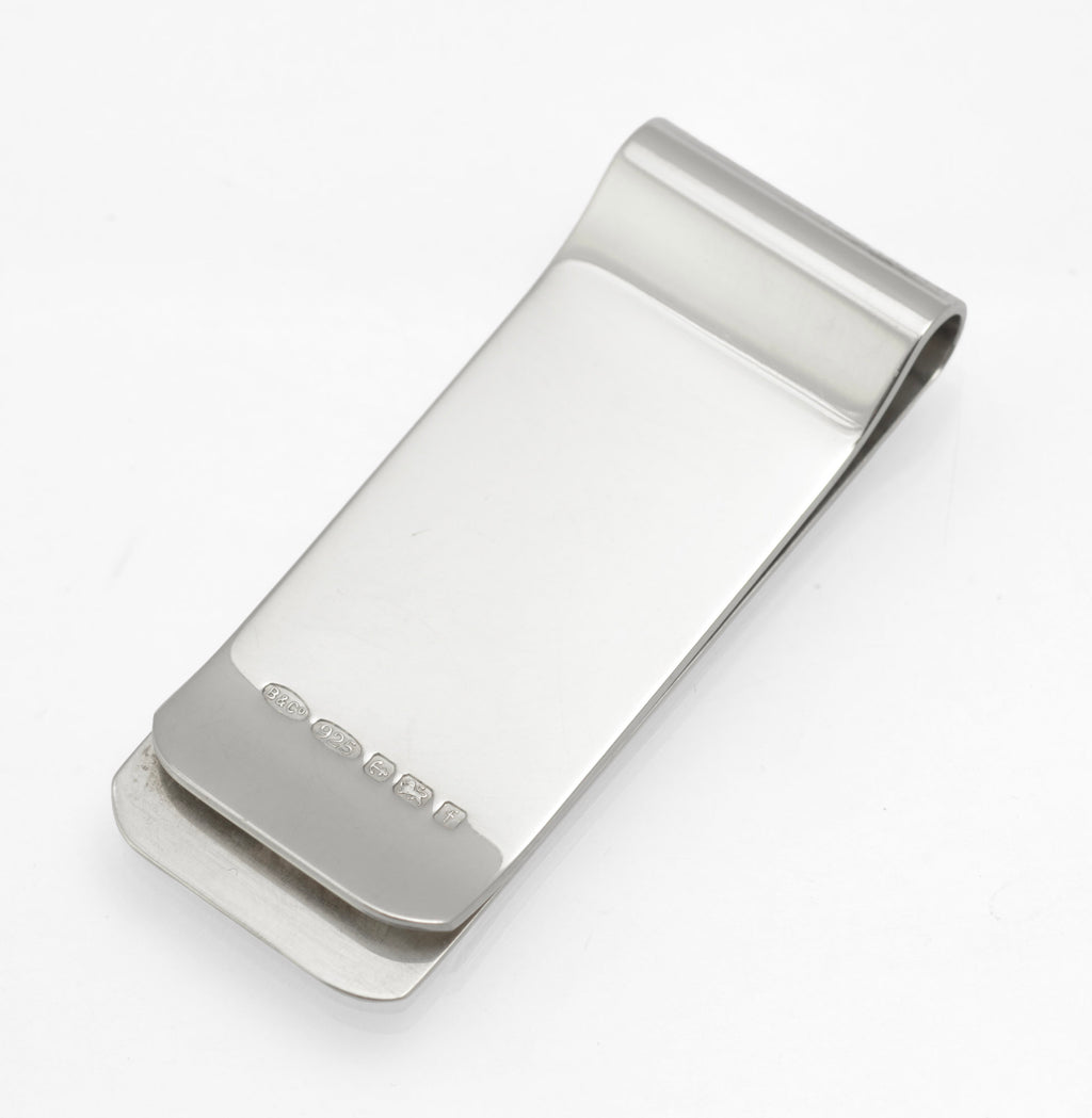 Sterling Silver Money Clip - Patterned - Engravable - W I Broadway & Co - Birmingham 2005 - C2978