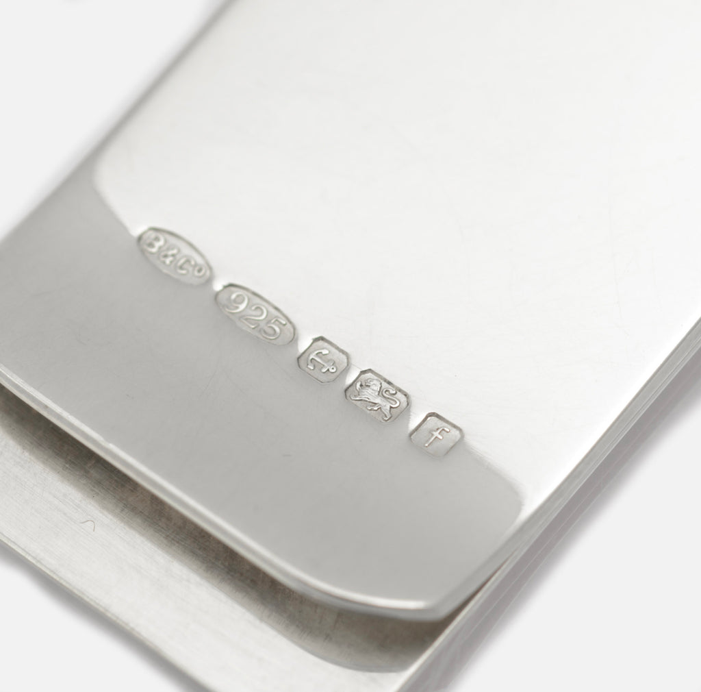 Sterling Silver Money Clip - Patterned - Engravable - W I Broadway & Co - Birmingham 2005 - C2978
