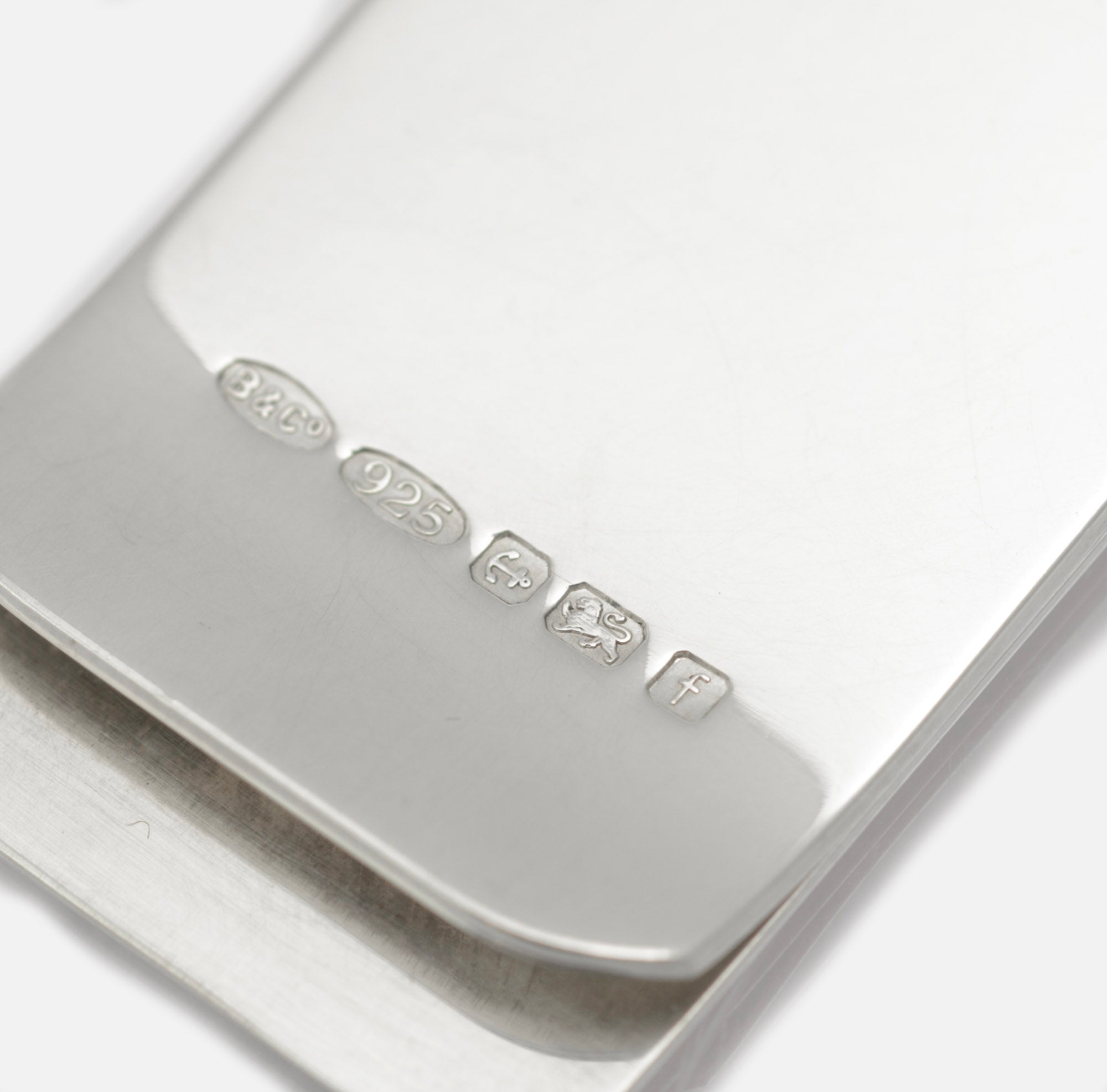 Sterling Silver Money Clip - Patterned - Engravable - W I Broadway & Co - Birmingham 2005 - C2978