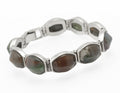 Vintage Sterling Silver Mixed Agate Bracelet - Handmade Panel Bracelet - C2979
