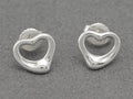 Tiffany & Co. Sterling Silver Open Heart Stud Earrings Pair - Elsa Peretti - C2983