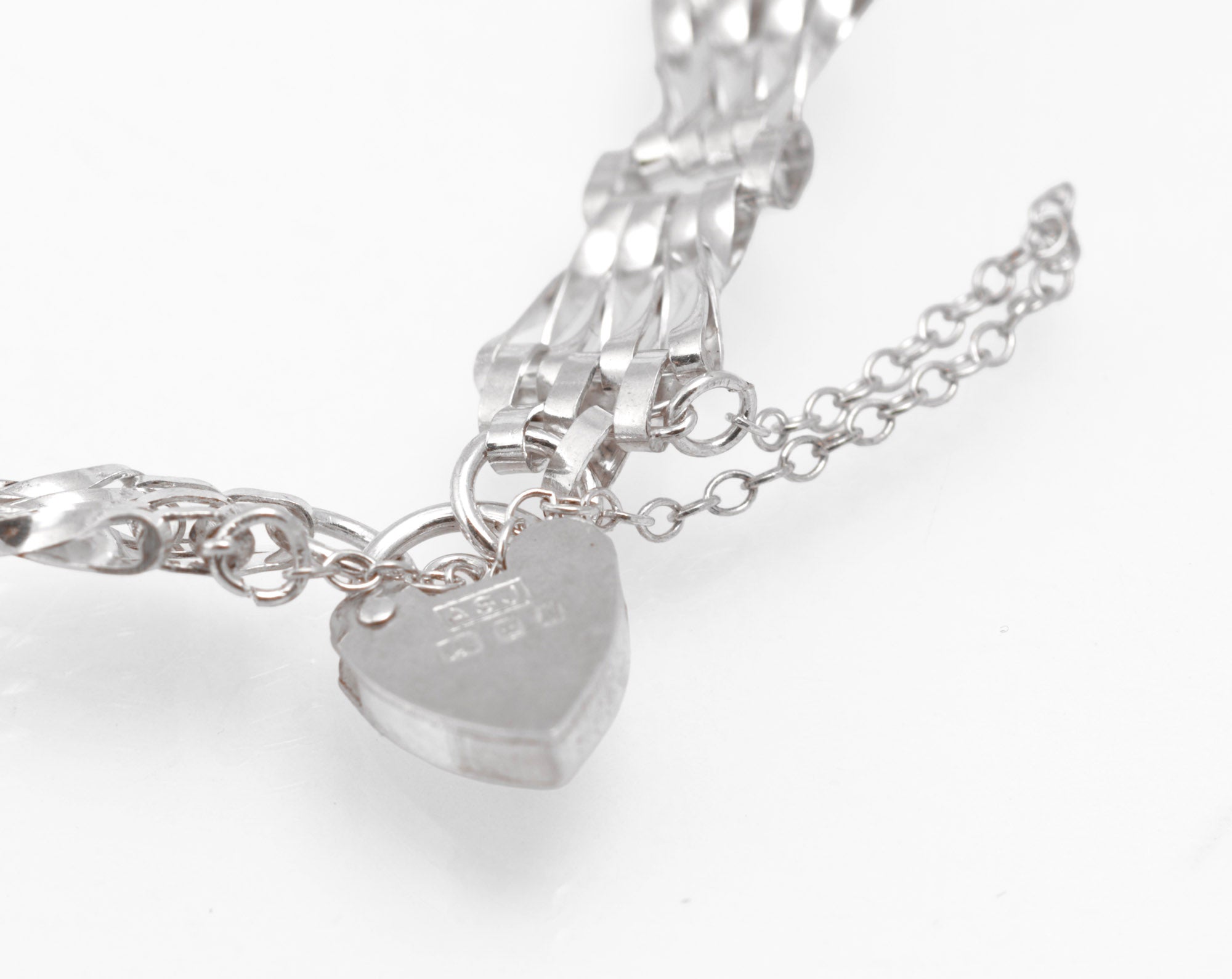 Vintage Sterling Silver Gate Bracelet - Heart Padlock Clasp - London 1986 - C2985