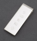 Sterling silver money clip by Carr's of Sheffield - hallmark face showing RC maker's mark, 925, Sheffield assay and Millennium marks