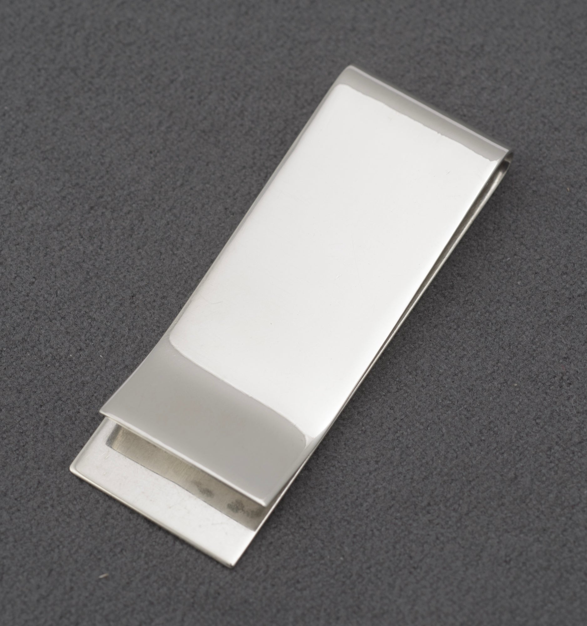 Sterling silver money clip by Carr's of Sheffield - reverse showing sprung clip mechanism