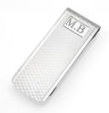 Vintage Sterling Silver Engine Turned Money Clip - reverse showing Birmingham hallmarks and B & Co maker's mark