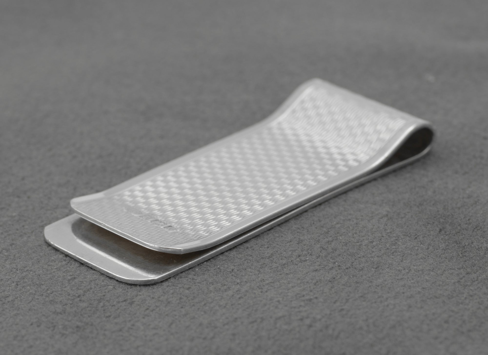 Vintage Sterling Silver Engine Turned Money Clip - Engraved Initials M.B - Birmingham 1996 - C2987