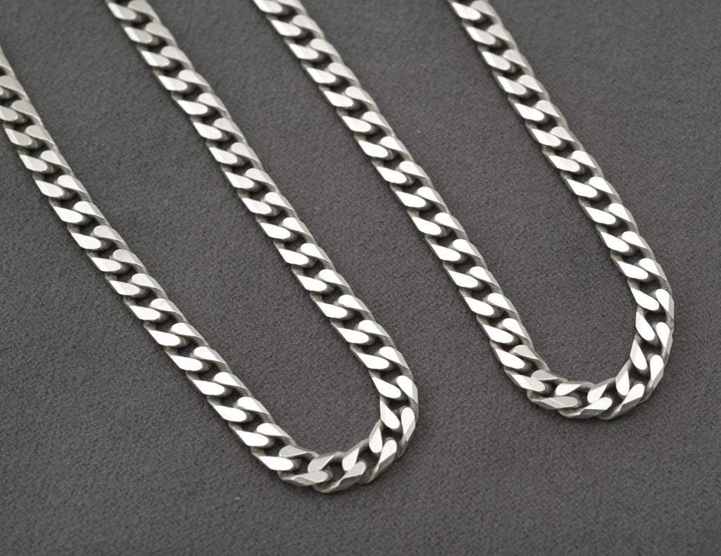 Vintage Sterling Silver Curb Chain Necklace - IBB - full chain overview