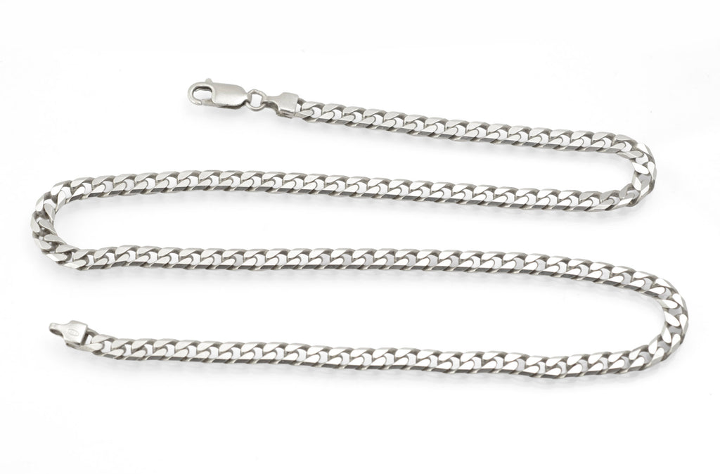 Vintage Sterling Silver Curb Chain Necklace - IBB - lobster clasp detail with hallmarks