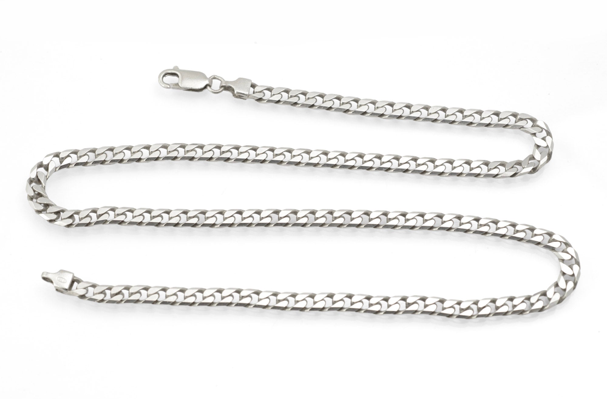 Vintage Sterling Silver Curb Chain Necklace - IBB - lobster clasp detail with hallmarks