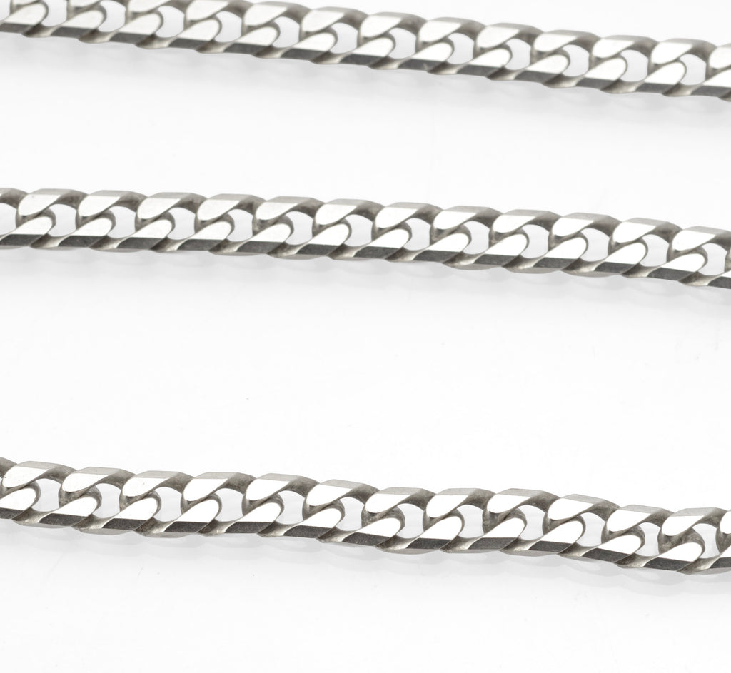 Vintage Sterling Silver Curb Chain Necklace - IBB - full length view on grey background