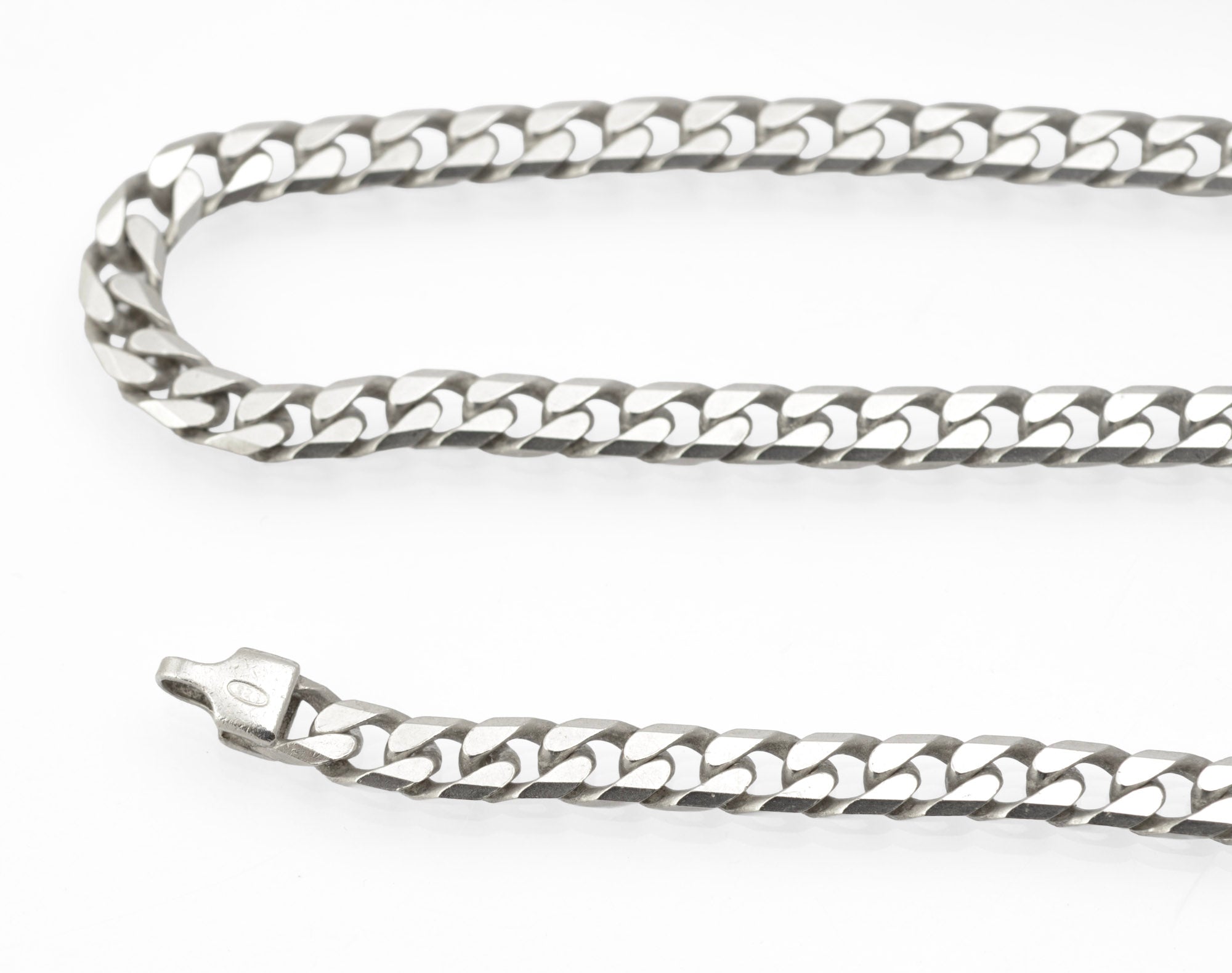 Vintage Sterling Silver Curb Chain Necklace - IBB - three chain widths comparison on white