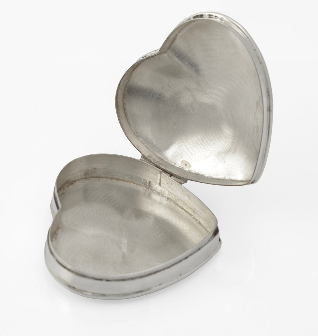 Vintage Sterling Silver Heart Shaped Trinket Box - Engraved Border - Mark Houghton Ltd - London 1993 - C2991