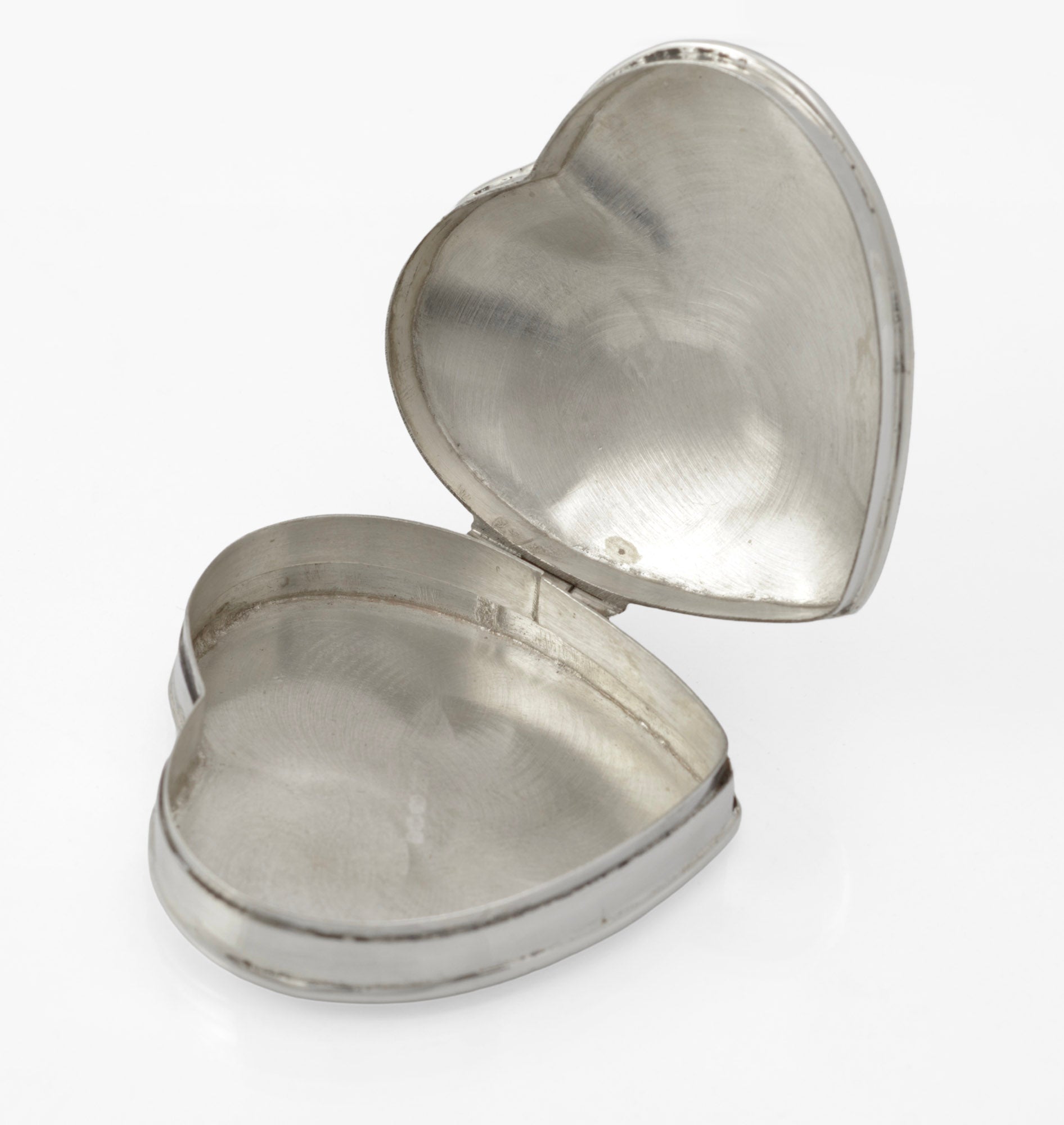 Vintage Sterling Silver Heart Shaped Trinket Box - Engraved Border - Mark Houghton Ltd - London 1993 - C2991