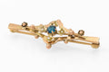 Antique 9ct gold bar brooch - reverse showing long hinged pin and early safety clasp with cast 9c mark to bar