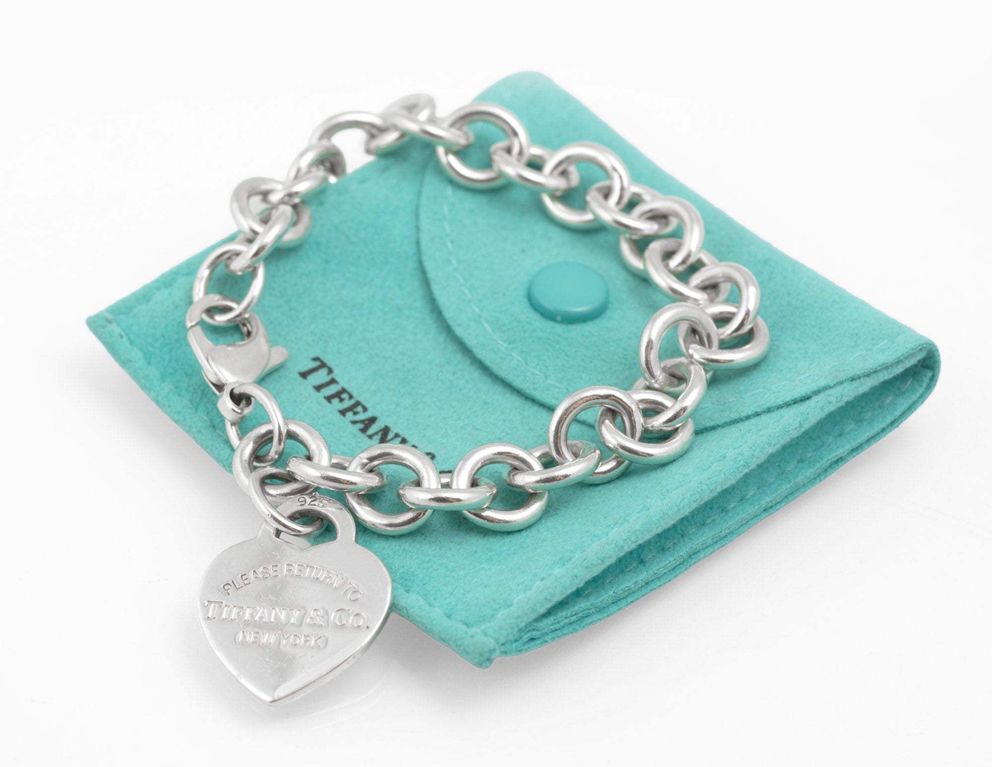 Tiffany & Co. Return to Tiffany bracelet - close-up of lobster clasp showing Tiffany arrow clasp detail