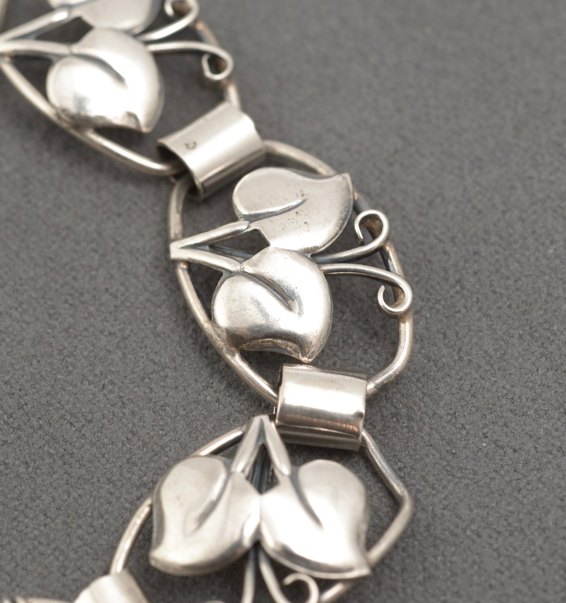 Arne Henning Petersen Danish silver bracelet - full reverse view showing oxidised finish and concealed box clasp with AHP 830S marks