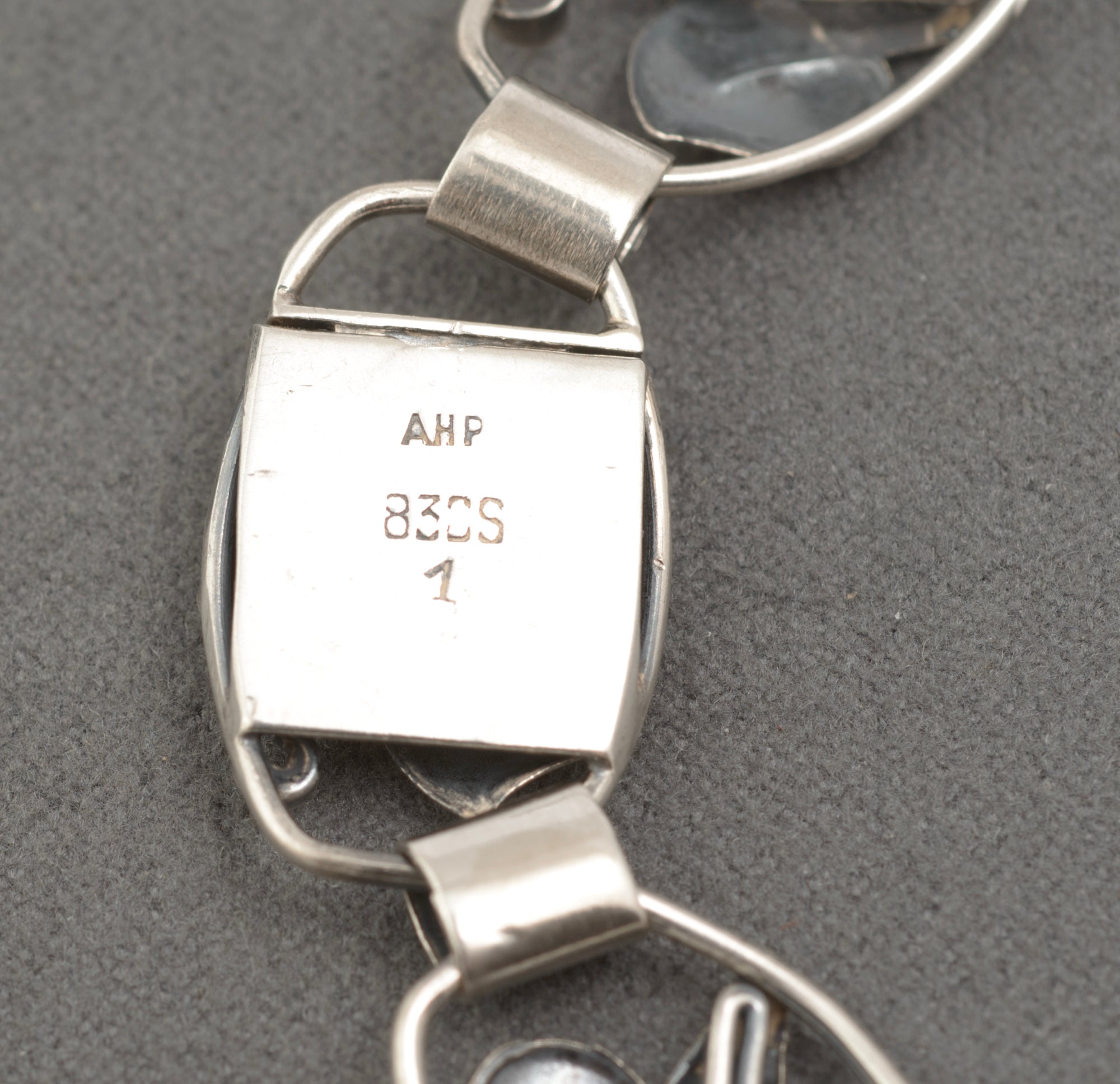 Arne Henning Petersen Danish silver bracelet - angled view showing depth and three-dimensional quality of the leaf forms